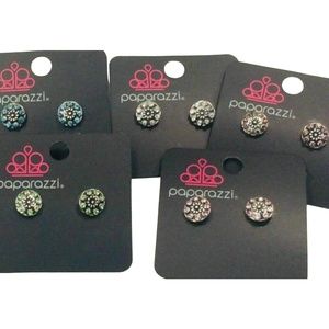 🖤 Round Flower Rhinestone Fashion Post Earrings NEW Green Blue Pink or Purple